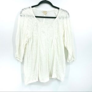 Anthropologie Meadow Rue Crochet Lace White Top
